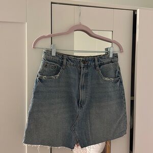 zara blue denim mini skirt size small